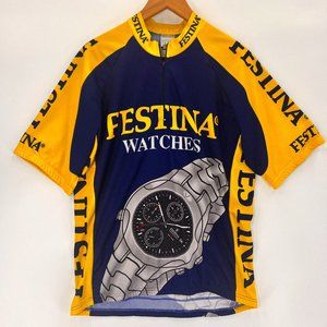 Vintage Biker Festina Men's Activewear Multicolor Retro Cycling Jersey Size 2XL